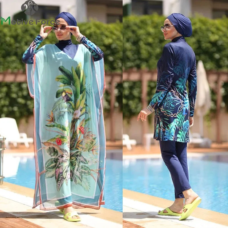 Plus Size Long-Sleeve Modest Burkini Cover-Up