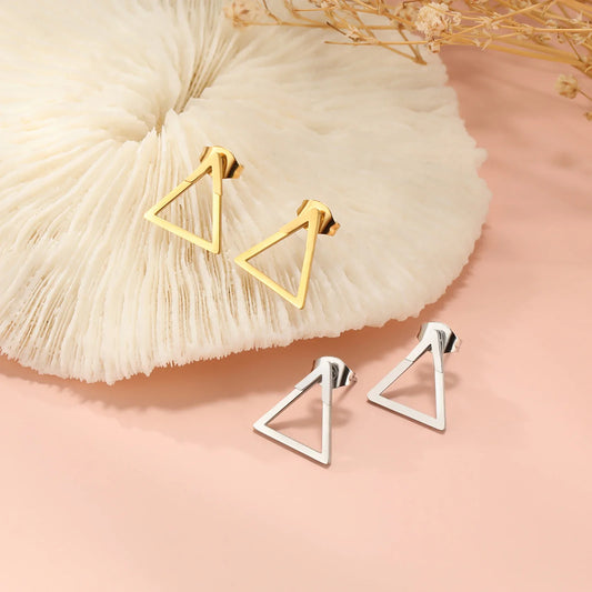 Skyrim Geometric Stainless Steel Gold Color Stud Earrings for Women