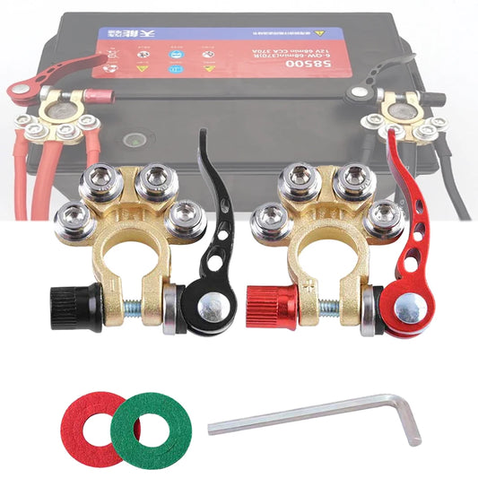 2Pcs Car Battery Terminal Connectors - Quick Release Positive and Negative Clips