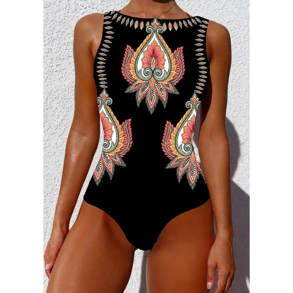 Tropical Stripe Push-Up One-Piece – High-Quality Monokini for Women