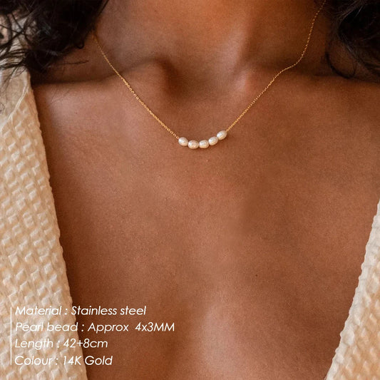 eManco Elegant Gold Pearl Choker Necklace for Weddings and Parties