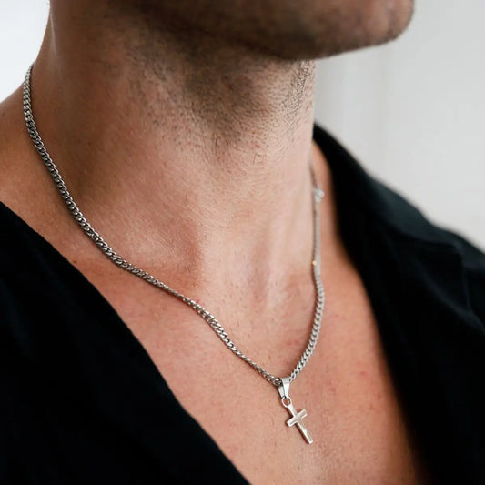 Casual Cross Pendant Necklaces for Men and Boys - Waterproof Stainless Steel Jewelry Gifts