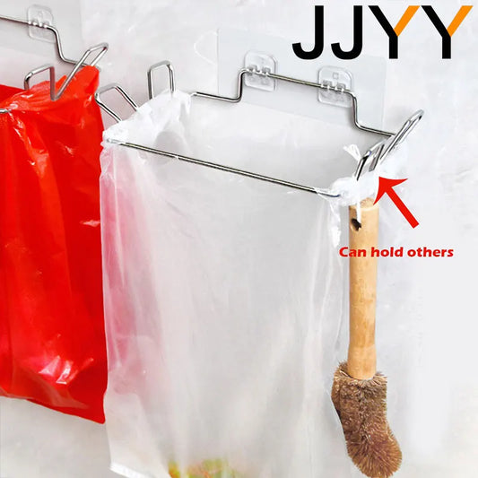 JJYY Kitchen Trash Rack Cabinet Door Garbage Bags Holder - Stainless Steel Closet Garbage Storage