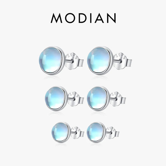 Modian Ohrstecker aus 925er Sterlingsilber mit Mondstein
