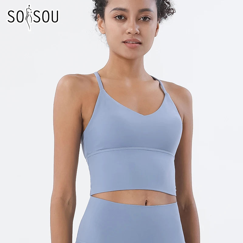 SOISOU S-XL Nylon Sports Bra Top - Breathable Bralette for Active Women