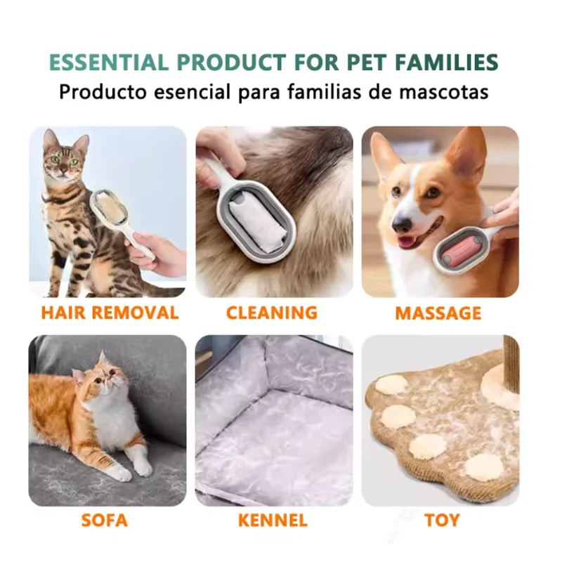 3-in-1 Cat Brush for Long Hair Removal