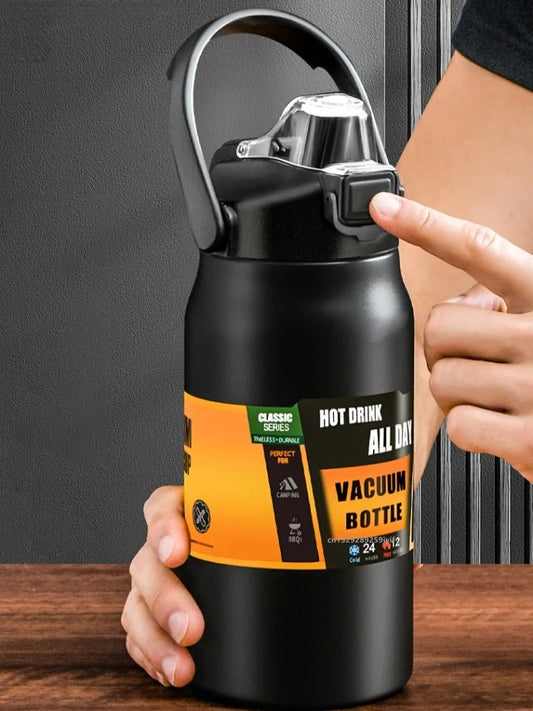 304 Stainless Steel Thermos with Straw - 800/1000/1200/1500ML Vacuum Flask for Hot and Cold Drinks