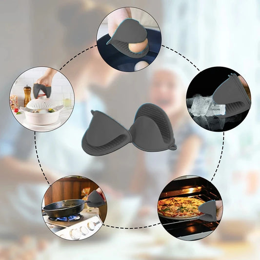 2pcs Silicone Heat Resistant Oven Mitts - Anti-Scalding Non-Slip Gloves