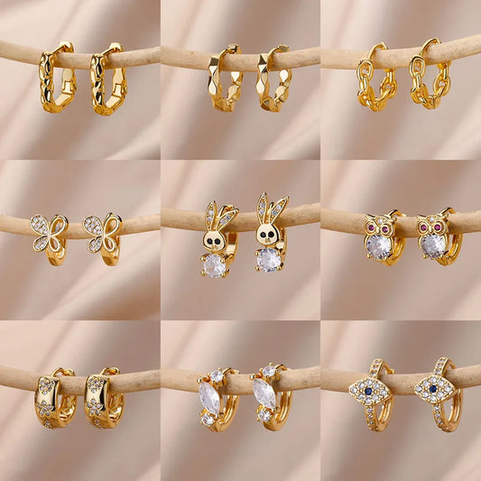 Fashion Rabbit Crystal Hoop Earrings for Women - Animal Jewelry Wedding Gift