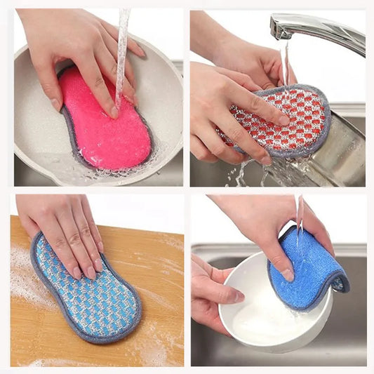 Double Sided Kitchen Cleaning Sponge Scrubber - Effective Dishwashing Tool