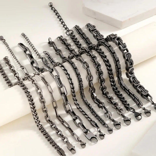 Vintage Byzantine Chain Bracelet for Men and Boys - Stainless Steel Retro Wristband