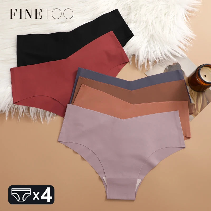 FINETOO 4pcs Seamless Ultra-thin Women's Panties