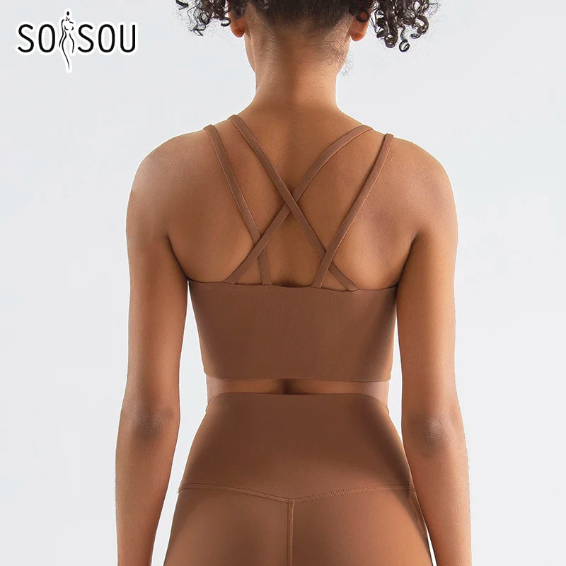 SOISOU New Nylon Top Women Sports Bra
