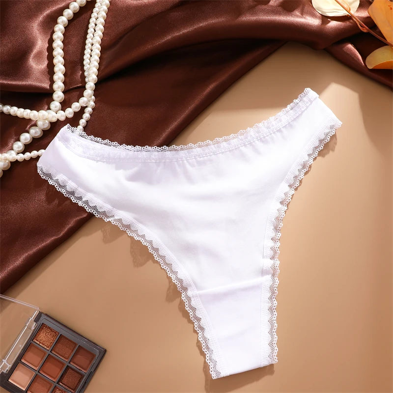 FINETOO 3Pcs Lace Panties Set - Sexy Low-Waist Thongs