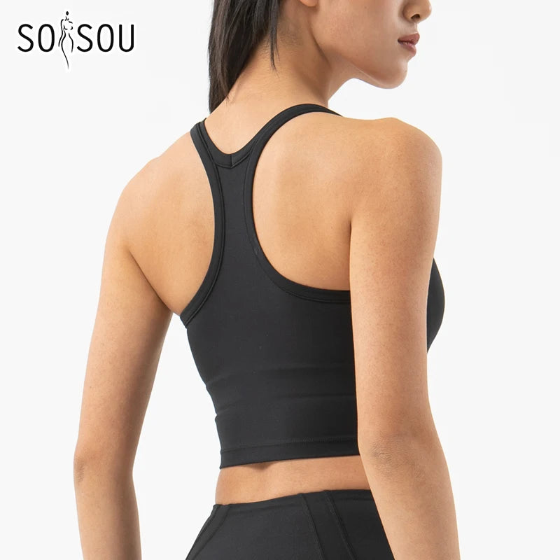 SOISOU Nylon Gym Bra Sports Top for Women - Breathable Yoga & Fitness Support