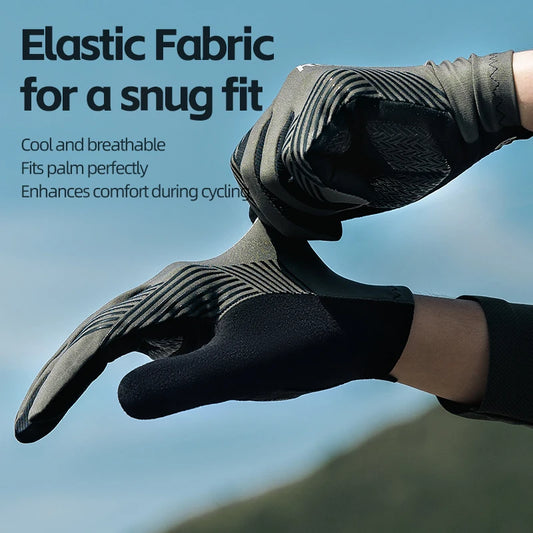 ROCKBROS Summer Cycling Gloves - Breathable Full Finger MTB & Road Bike Gloves with Touch Screen and Non-slip Features