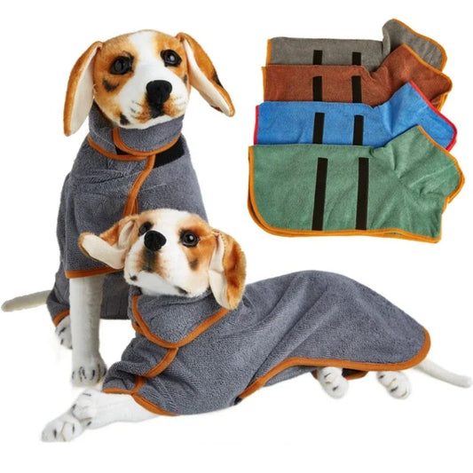 Dog Bathrobe Towel - Fast Drying, Soft, Adjustable Coat for Large, Medium, and Small Dogs