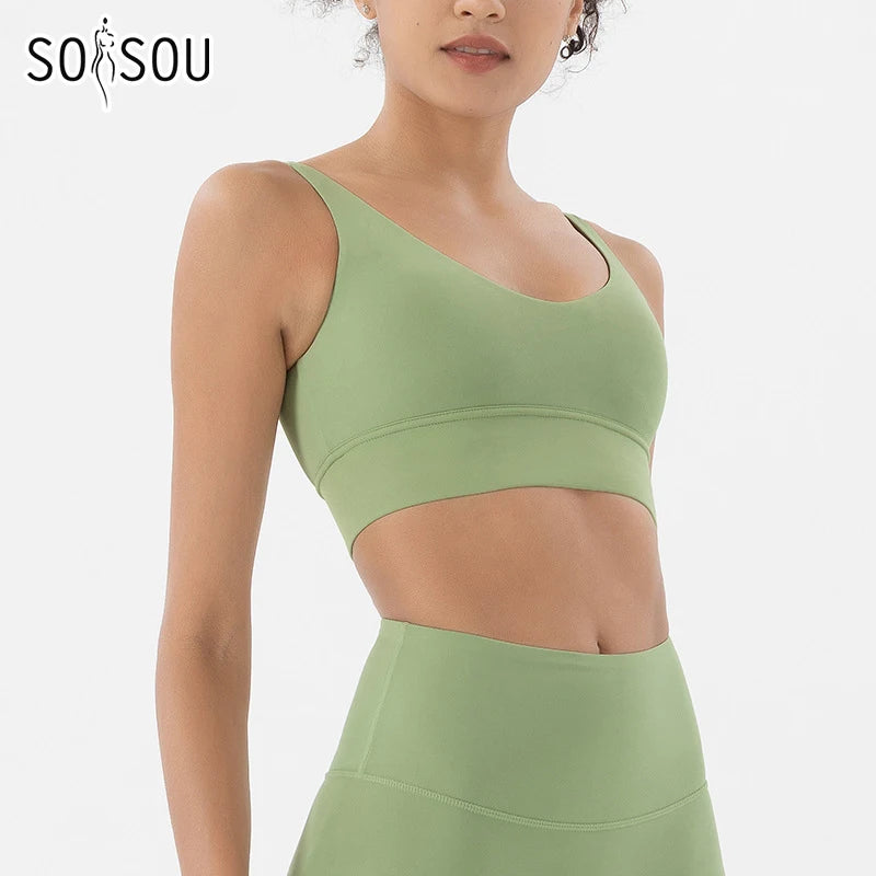 SOISOU Nylon Bra Top: Sexy, Supportive Sports Bra in 15 Colors