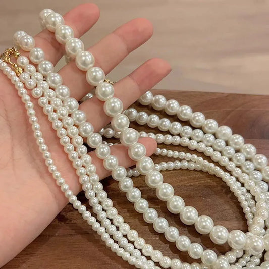 Vintage White Imitation Pearl Chain Choker Necklace for Women - 2025 Trendy Wedding Jewelry Gift
