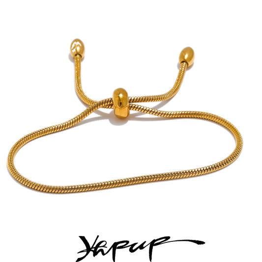 Yhpup Fashion Exquisite Basic Chain Pull-out Adjustable Bracelet Bangle - Gold Platinum Plated Daily Jewelry Gift