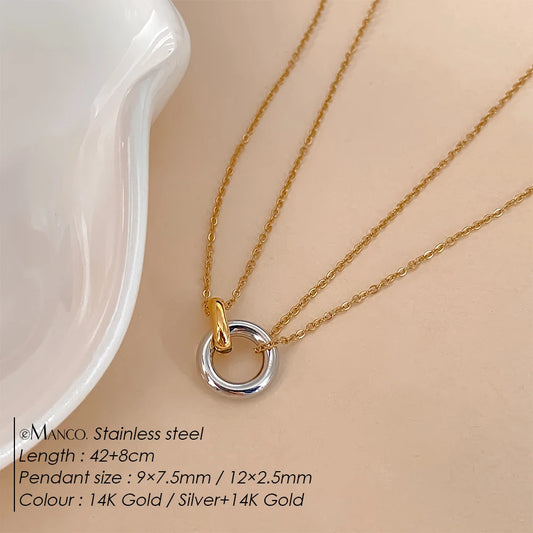 eManco 316L Stainless Steel Two-Color Pendant Necklaces for Women - Trendy Chokers for Fashion Festivals and Parties