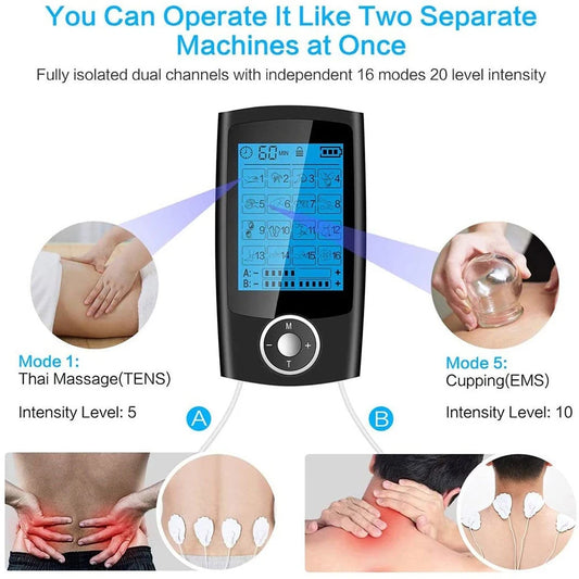 TENS Unit 16 Modes Electric EMS Muscle Stimulation Relax Body Massager