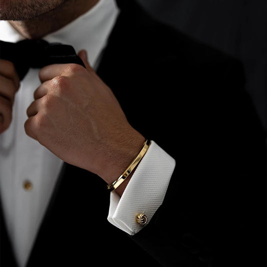 Men's Thin Stainless Steel Cuff Bracelet - Stylish & Versatile Gift for Him