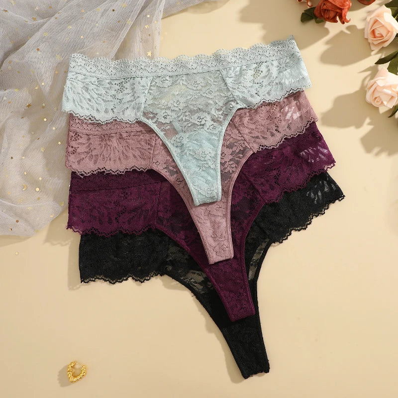 FINETOO 3Pcs Women Lace Hollow Out Underwear