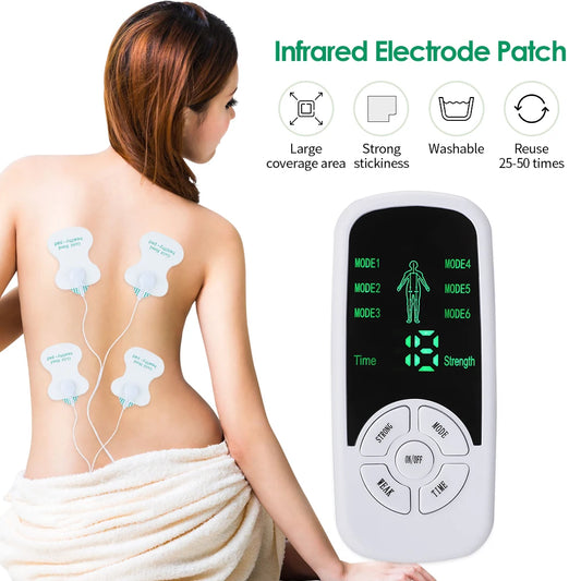 6 Modes EMS Electric Muscle Therapy Stimulator - Portable Tens Unit Machine for Physiotherapy, Abdominal, and Prostate Massage