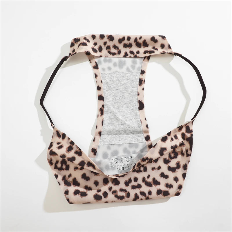 FINETOO 3Pcs Seamless Silk Leopard Underwear