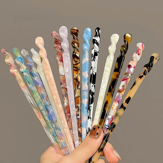Vintage Chinese Style Hair Sticks for Women - Fashion Acetate Chopstick Hair Clips Jewelry Accessories