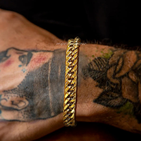 Stylish Double Curb Chain Bracelets for Men and Boys - Stainless Steel Miami Link Wristband