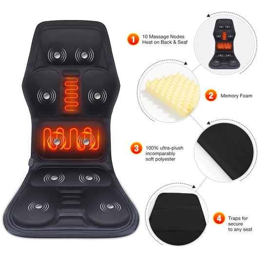 Electric Heating Back Waist Massager - Vibration Massage Mat for Home, Office, Car