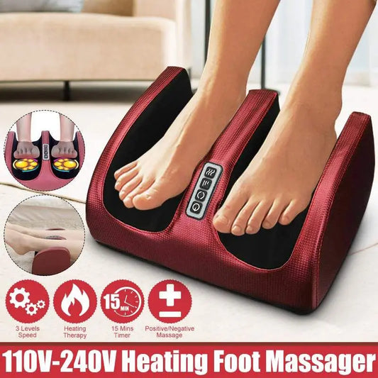 Electric Foot Massager with Heating Therapy - Shiatsu Kneading Roller for Relaxation and Pain Relief