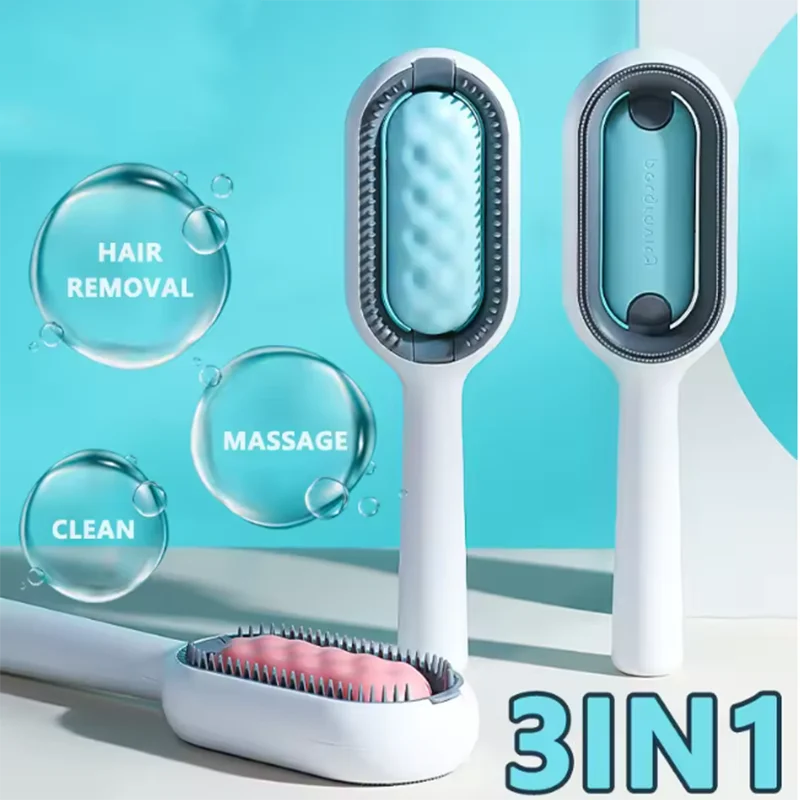 3-in-1 Cat Brush for Long Hair Removal