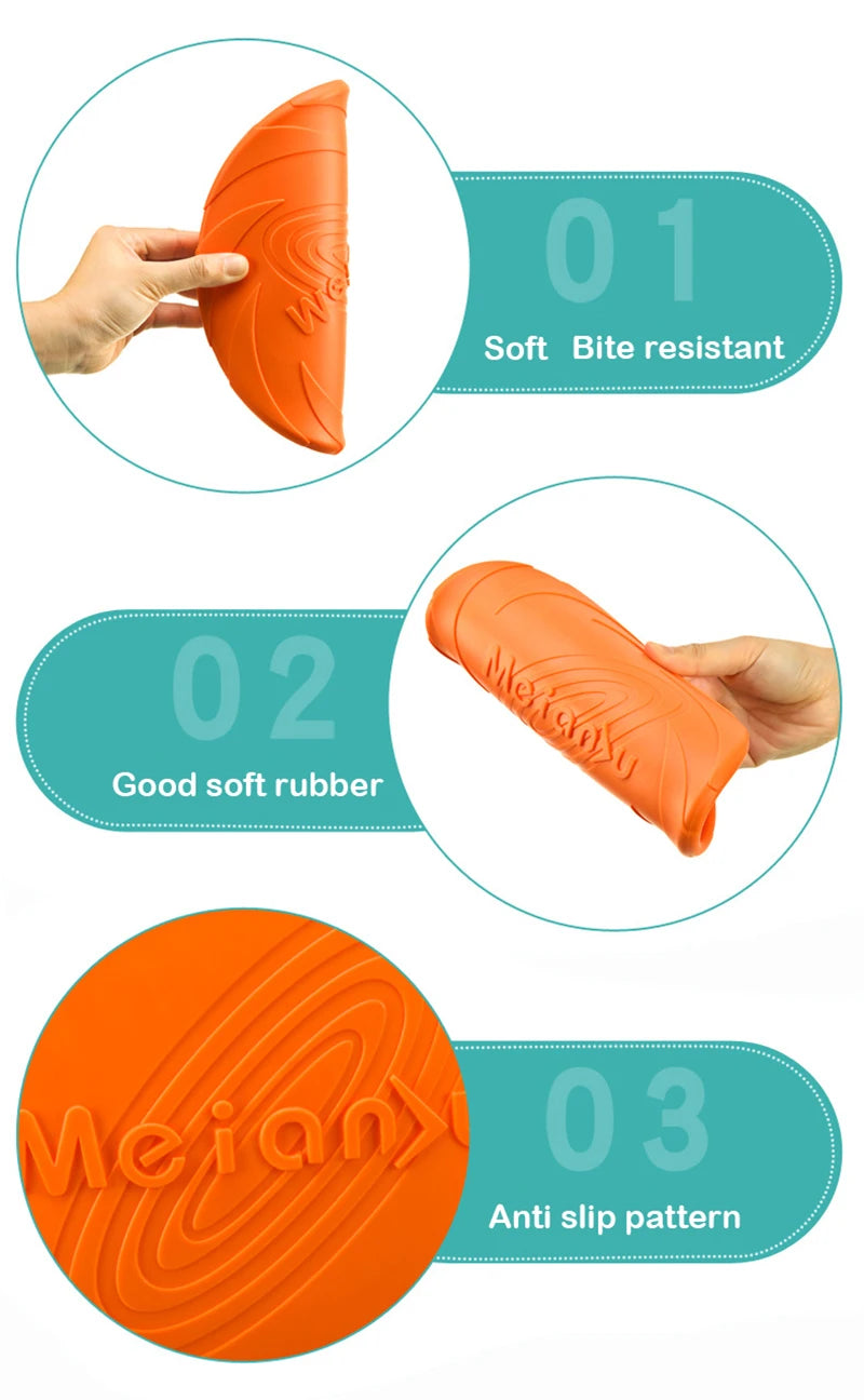 Silicone Flying Disc Dog Toy - Multicolor, Durable Chew Toy for Outdoor Fun