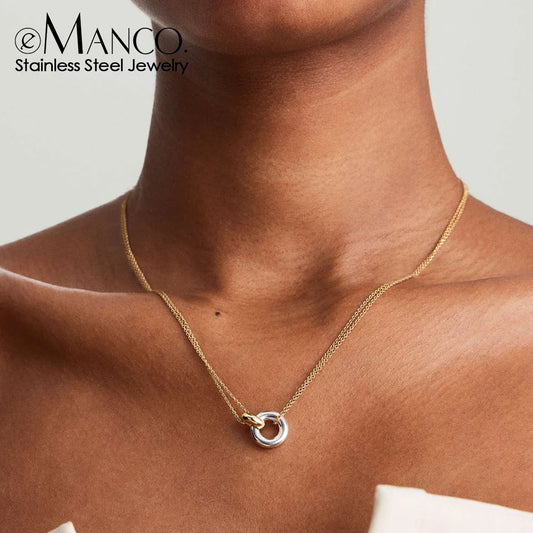 eManco 316L Stainless Steel Two-Color Pendant Necklaces for Women - Trendy Chokers for Fashion Festivals and Parties
