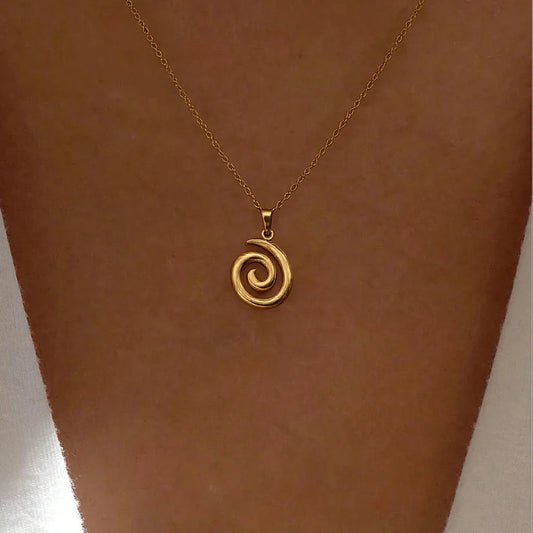 DGIDDK Stainless Steel Spiral Pendant Necklace for Women - Trendy Jewelry for Parties and Commuting