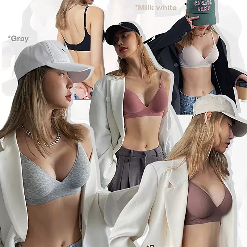 FINETOO Women Wireless Bra Set - Trendy Deep V Padded Bralette