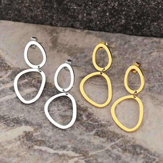 Trendy Stainless Steel Geometric Oval Earrings for Women - Perfect for Parties and Gifts