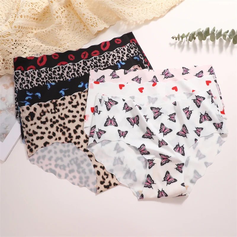 FINETOO 3Pcs Seamless Print Underwear for Women