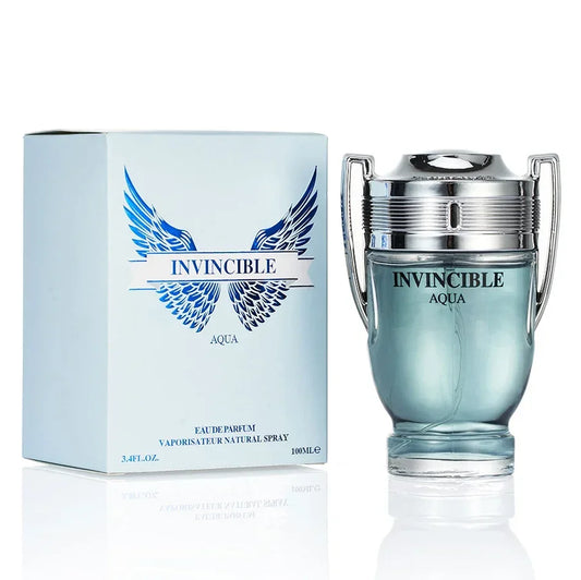 100ML Invincible Aqua Men's Perfume EDP - Woody Aquatic Notes, Fresh Ocean Fragrance Spray Gift for Men