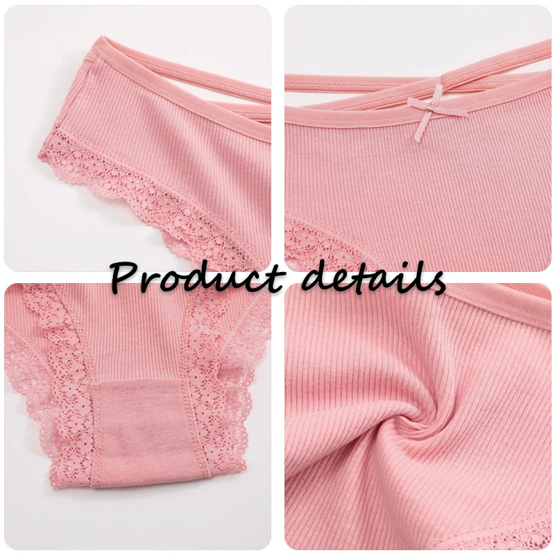2PCS Cotton Lace Brazilian Briefs for Women