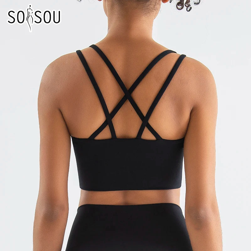 SOISOU New Nylon Top Women Sports Bra