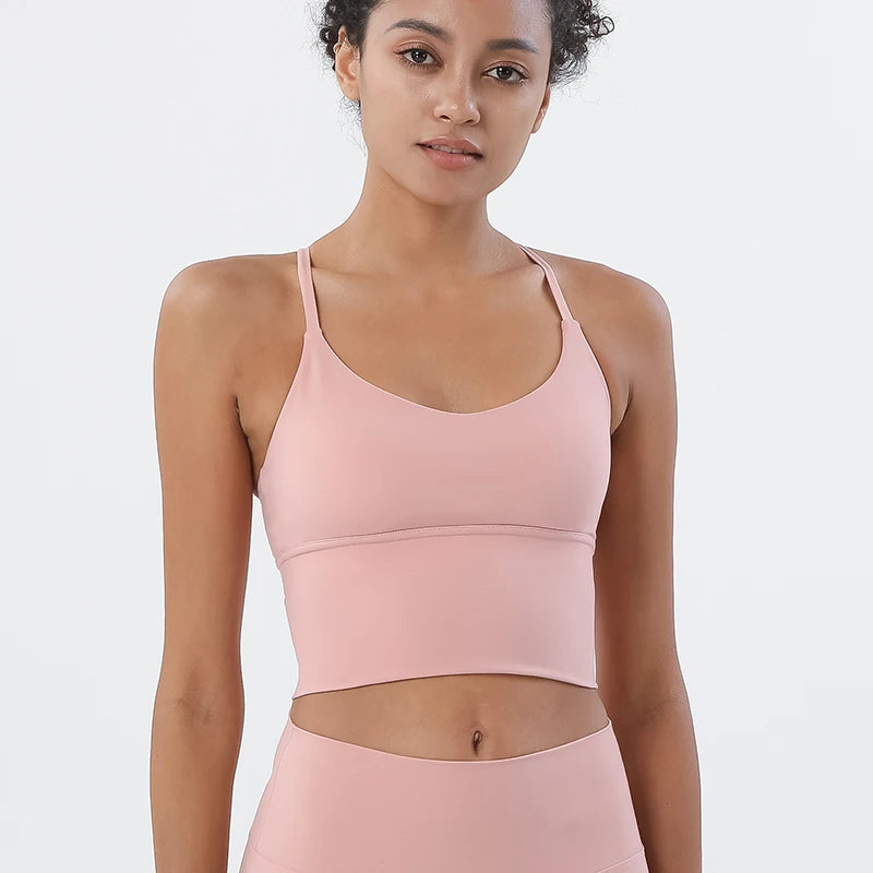 SOISOU S-XL Nylon Sports Bra Top - Breathable Bralette for Active Women