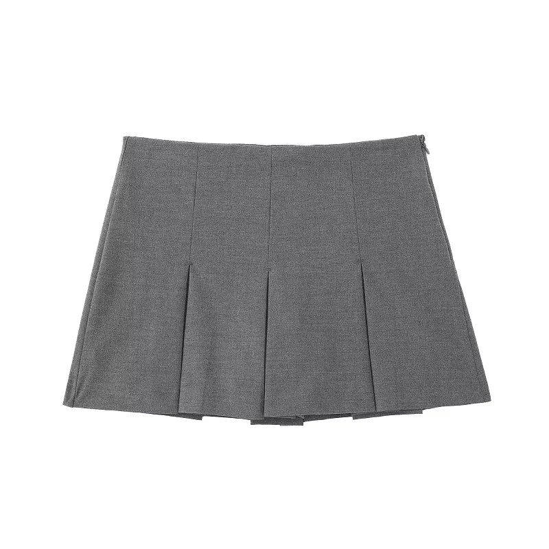 MUJER High Waist Pleated Skirt Shorts - Stylish Striped Bermuda Mini Shorts for Women