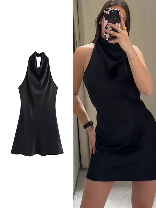 TFMLN Women Backless Halter Dress for Effortless Summer Elegance