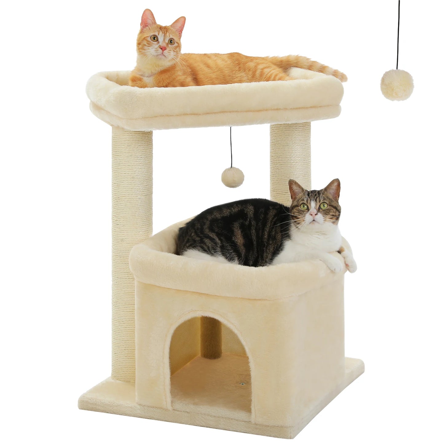 Cozy Cat Tree Tower for Indoor Cats with Double Large Perch and Private Condo