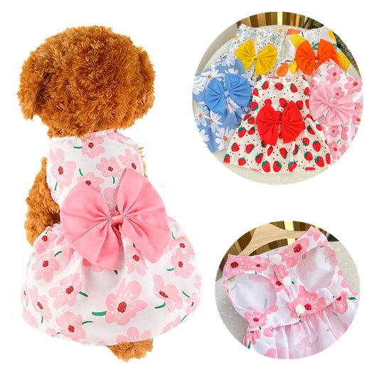 Cute Dog Princess Dress for Spring & Summer - Bow Lace Skirt for Small to Medium Pets
