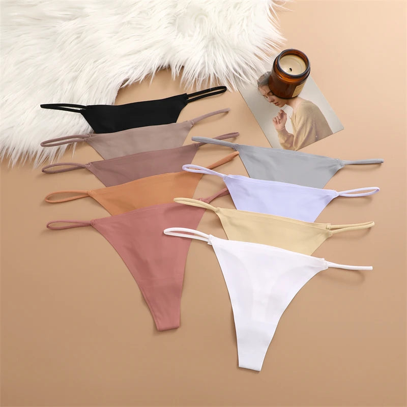 4Pcs Seamless Ice Silk Thongs for Women